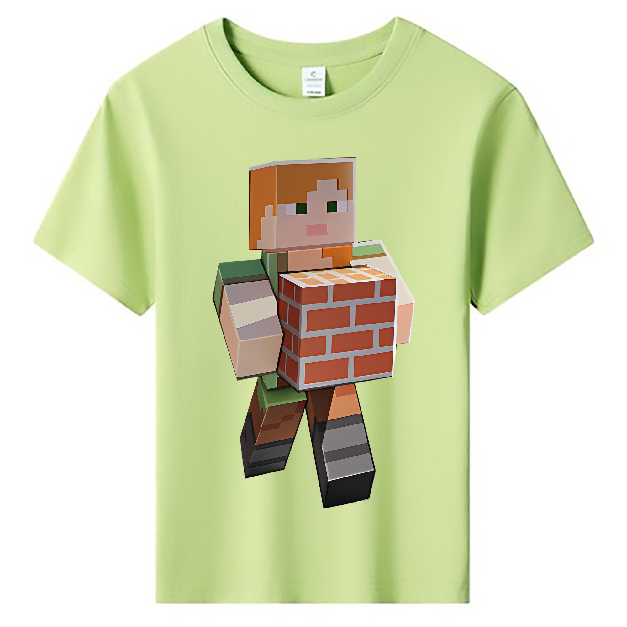 （画像用） マインクラフト ブロックの世界 Minecraft MC Block world 綿100％キッズTシャツ（フロントプリント）